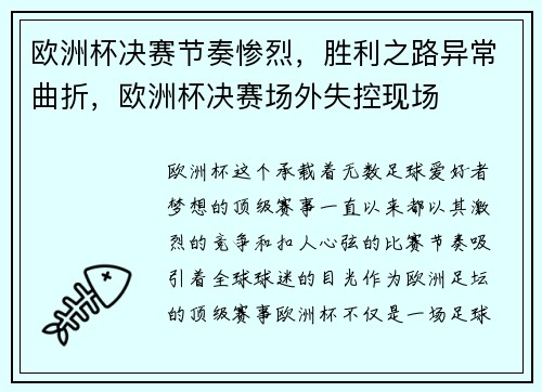 欧洲杯决赛节奏惨烈，胜利之路异常曲折，欧洲杯决赛场外失控现场